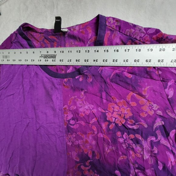 On The Plus Side by Making It Big Purple Patchwork Floral Long Sleeve Tunic 4X - Picture 6 of 10